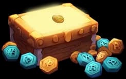 Treasure chest with tokens