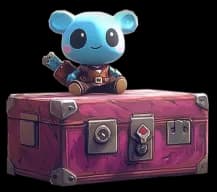 Pink treasure chest with character