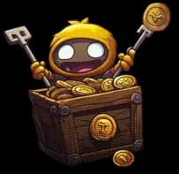 Treasure chest with robot character